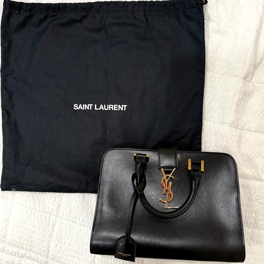 Saint Laurent Black Leather Wallet with Gold Zipper